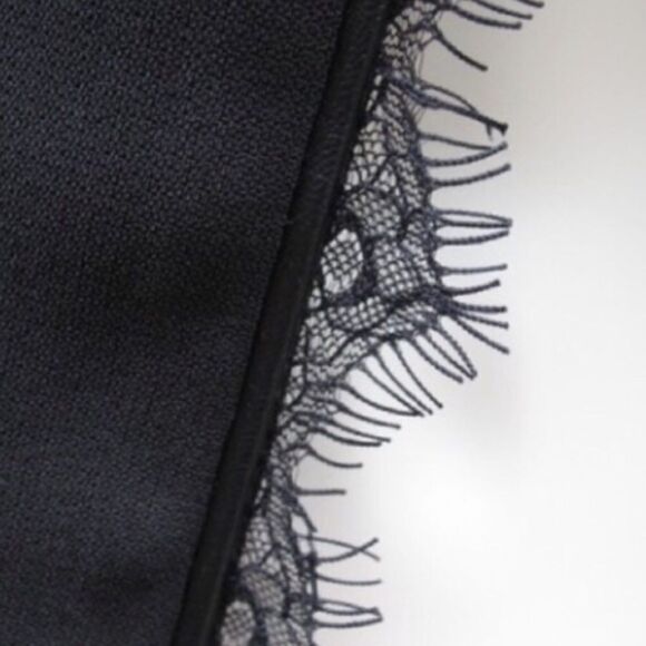 Anthro Elevenses Black Lace Trim Blazer - Picture 6 of 8